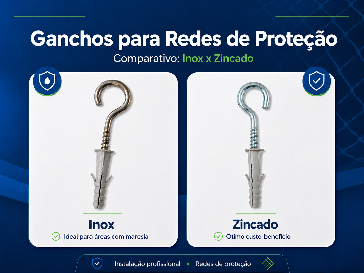 Ganchos e buchas para redes